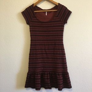 Free People Cozy Day Flounce Striped Dress Small